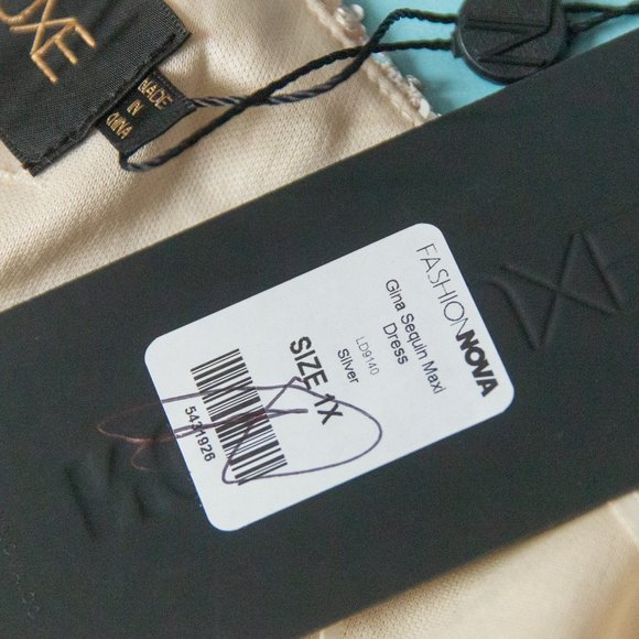 NEW Fashion Nova Luxe Gina Silver Sequin One Shoulder Thigh Slit Formal Dress 1X - Picture 6 of 10